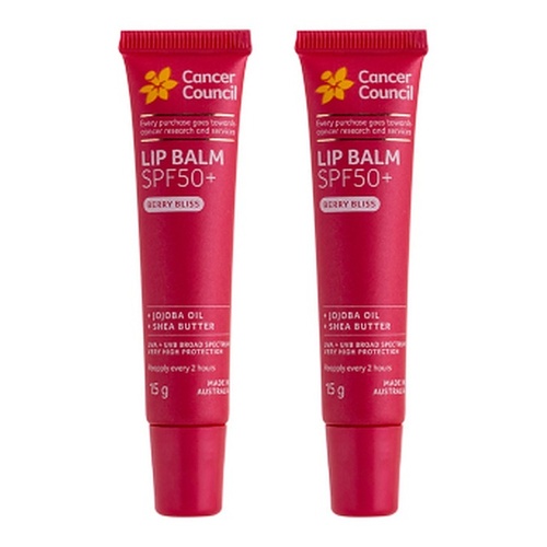 Cancer Council Lip Balm SPF50+ Berry Bliss 15g x 6 Bundle of 2