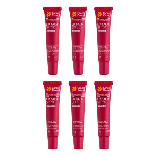 Cancer Council Lip Balm SPF50+ Berry Bliss 15g x 6 Bundle of 6