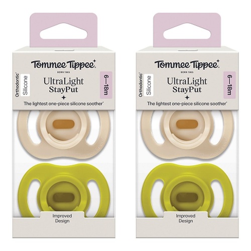 Tommee Tippee UltraLight StayPut Soother 6-18 Months 2 Pack Bundle of 2
