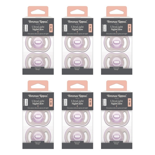 Tommee Tippee UltraLight NightGlow Soother 0-6 Months 2 Pack Bundle of 6