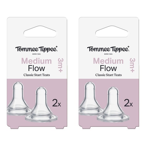 Tommee Tippee Classic Slim Medium Flow Teats 2 Pack Bundle of 2