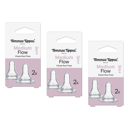 Tommee Tippee Classic Slim Medium Flow Teats 2 Pack Bundle of 3