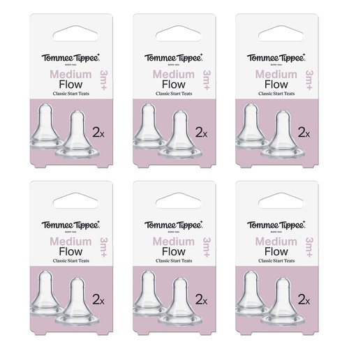Tommee Tippee Classic Slim Medium Flow Teats 2 Pack Bundle of 6