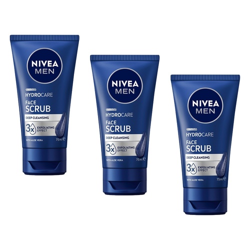 NIVEA Men Hydrocare Face Scrub 75mL Pack of 3