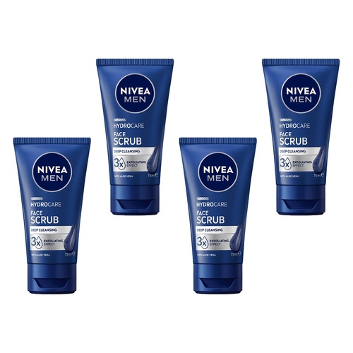 NIVEA Men Hydrocare Face Scrub 75mL Pack of 4