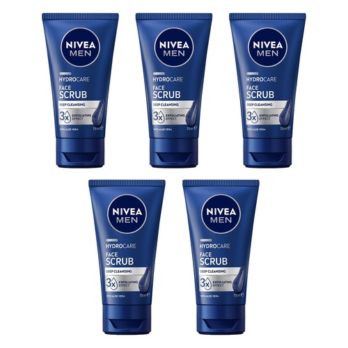 NIVEA Men Hydrocare Face Scrub 75mL Pack of 5