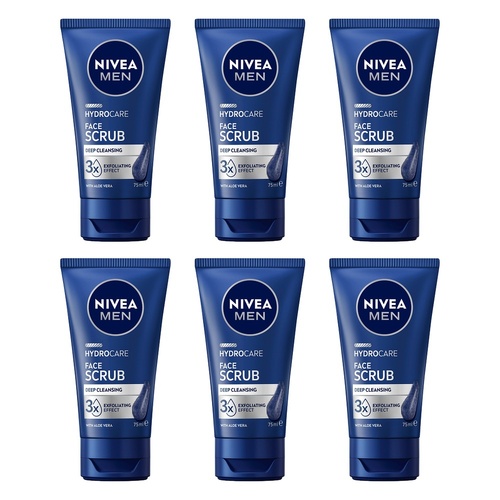 NIVEA Men Hydrocare Face Scrub 75mL Pack of 6