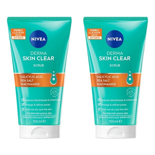 NIVEA Derma Skin Clear Scrub 150mL Pack of 2