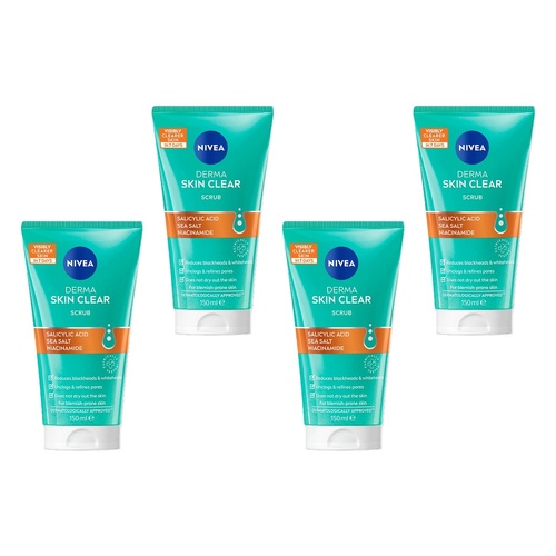 NIVEA Derma Skin Clear Scrub 150mL Pack of 4