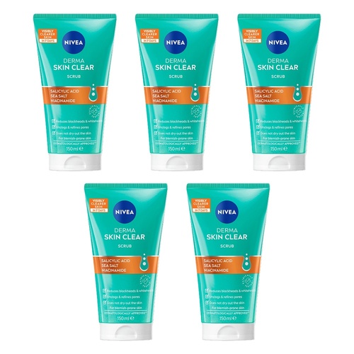 NIVEA Derma Skin Clear Scrub 150mL Pack of 5