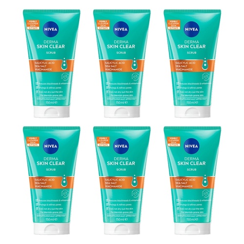 NIVEA Derma Skin Clear Scrub 150mL Pack of 6