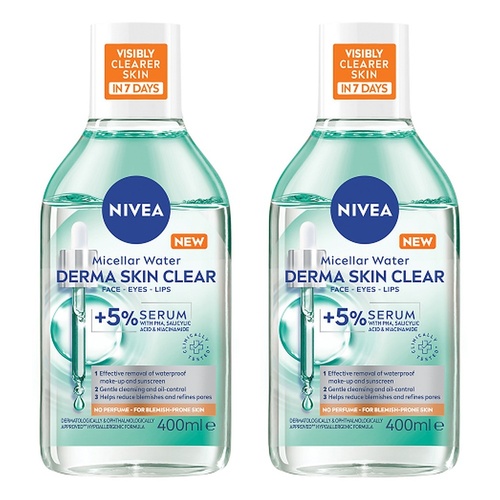 NIVEA Derma Skin Micellar Water 400mL Pack of 2