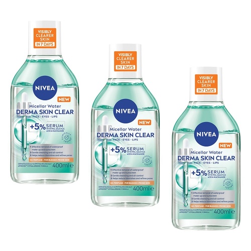NIVEA Derma Skin Micellar Water 400mL Pack of 3