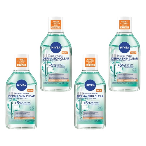 NIVEA Derma Skin Micellar Water 400mL Pack of 4