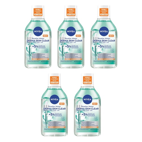 NIVEA Derma Skin Micellar Water 400mL Pack of 5