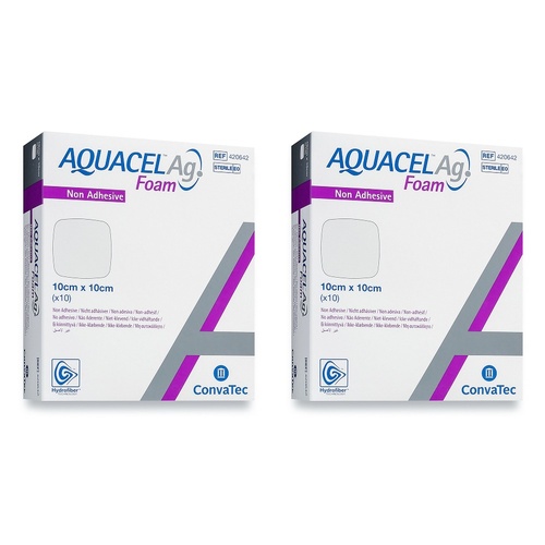 Aquacel Ag Foam Dressing Non-Adhesive 10cm x 10cm Pack of 2
