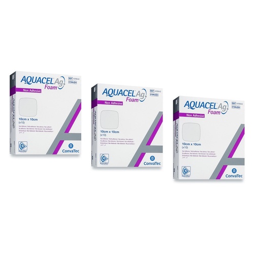 Aquacel Ag Foam Dressing Non-Adhesive 10cm x 10cm Pack of 3