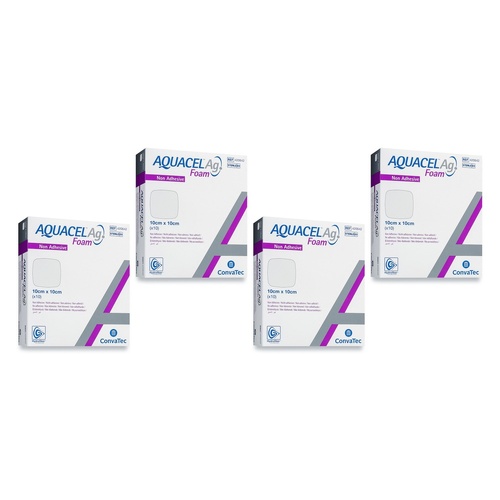 Aquacel Ag Foam Dressing Non-Adhesive 10cm x 10cm Pack of 4