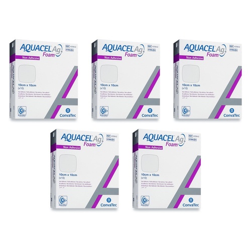 Aquacel Ag Foam Dressing Non-Adhesive 10cm x 10cm Pack of 5