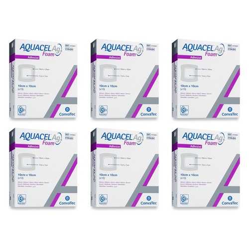 Aquacel Ag Foam Dressing Adhesive 10cm x 10cm Pack of 6