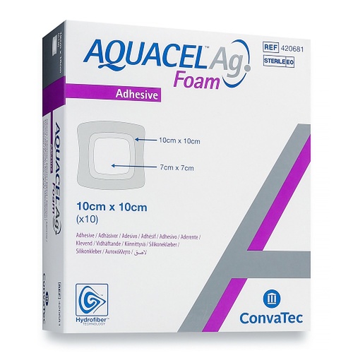 Aquacel Ag Foam Dressing Adhesive 10cm x 10cm