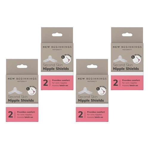 New Beginnings Silicone Nipple Shields Size L, Pair Pack of 4