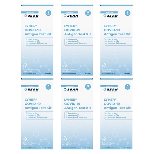 Lyher COVID-19 Rapid Antigen Self-Test 5 Pack Bundle of 6
