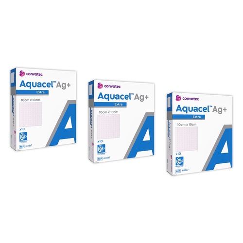 Aquacel Ag+ Extra Sterile 10cm x 10cm Pack of 3