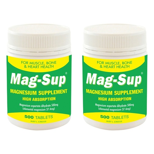 Mag-Sup Magnesium Supplement 500 Tablets Pack of 2
