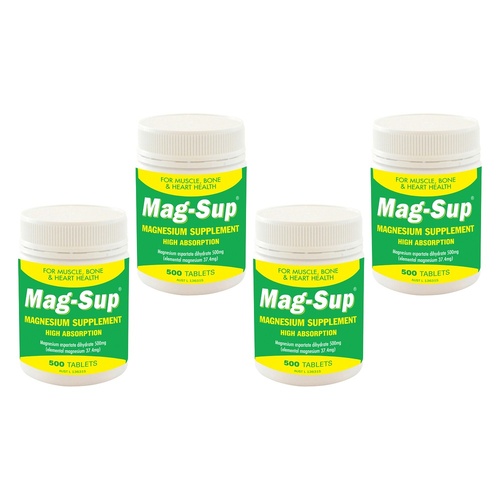 Mag-Sup Magnesium Supplement 500 Tablets Pack of 4