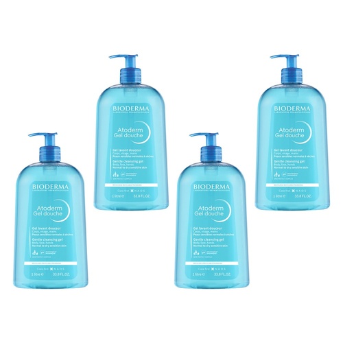 Bioderma Atoderm Gel Douche Shower Gel Cleanser 1L Pack of 4