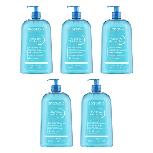 Bioderma Atoderm Gel Douche Shower Gel Cleanser 1L Pack of 5