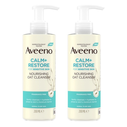 Aveeno Calm+Restore Nourishing Oat Cleanser 200mL Pack of 2