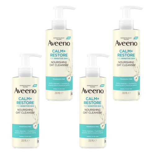 Aveeno Calm+Restore Nourishing Oat Cleanser 200mL Pack of 4