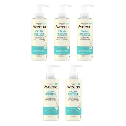 Aveeno Calm+Restore Nourishing Oat Cleanser 200mL Pack of 5