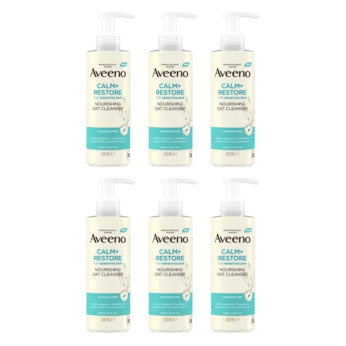 Aveeno Calm+Restore Nourishing Oat Cleanser 200mL Pack of 6