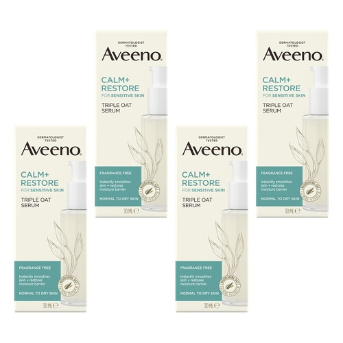 Aveeno Calm+Restore Triple Oat Serum 30mL Pack of 4