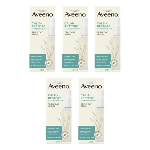 Aveeno Calm+Restore Triple Oat Serum 30mL Pack of 5
