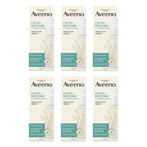 Aveeno Calm+Restore Triple Oat Serum 30mL Pack of 6