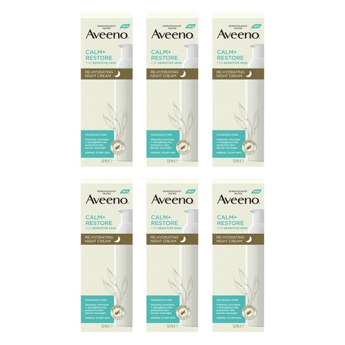 Aveeno Calm+Restore Rehydrating Night Cream 50mL Pack of 6