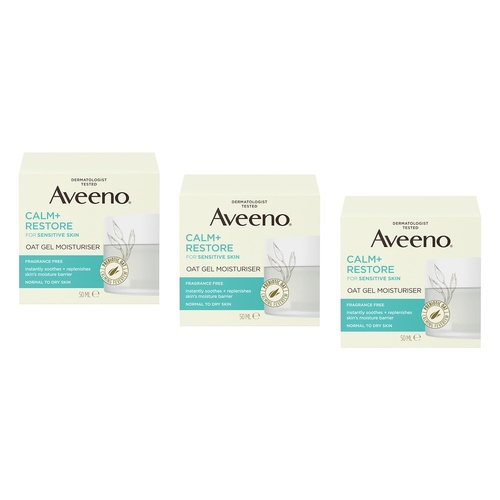 Aveeno Calm+Restore Oat Gel Moisturiser 50mL Pack of 3