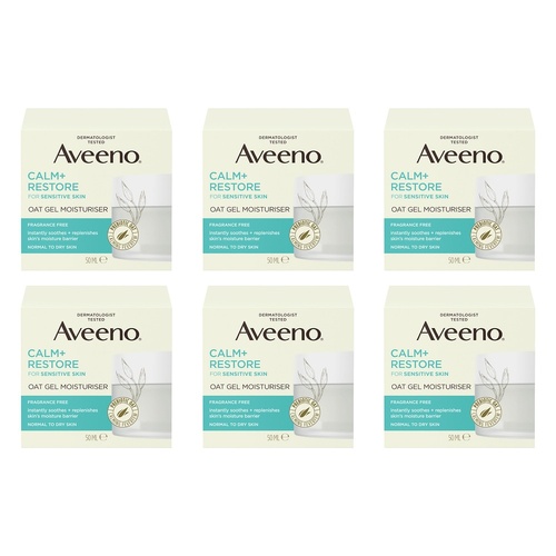 Aveeno Calm+Restore Oat Gel Moisturiser 50mL Pack of 6