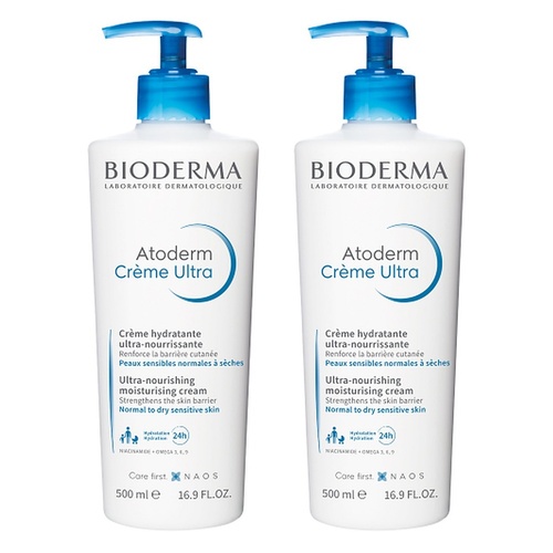 Bioderma Atoderm Creme Ultra Nourishing Daily Moisturiser 500mL Pack of 2