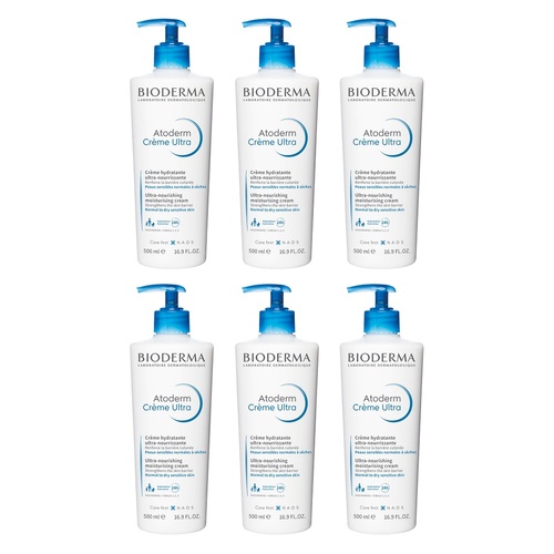 Bioderma Atoderm Creme Ultra Nourishing Daily Moisturiser 500mL Pack of 6