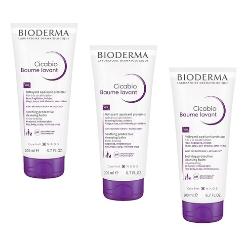 Bioderma Cicabio Soothing Protective Cleansing Baume Lavant 200mL Pack of 3