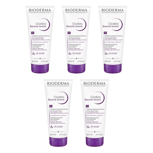 Bioderma Cicabio Soothing Protective Cleansing Baume Lavant 200mL Pack of 5