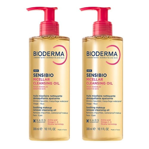 Bioderma Sensibio Micellar Cleansing Oil Makeup Remover 300mL Pack of 2