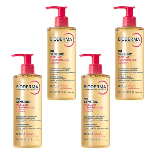 Bioderma Sensibio Micellar Cleansing Oil Makeup Remover 300mL Pack of 4