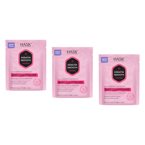 Hask Keratin Smooth Smoothing Deep Conditioner 50g x 12 Bundle of 3