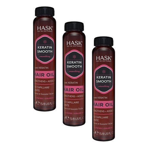 HASK Keratin Oil Smoothing Hair Oil Vial 18mL x 12 Bundle of 3